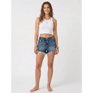 Abercrombie & Fitch High Rise Mom Shorts Size 25/0 Distressed Cut Off